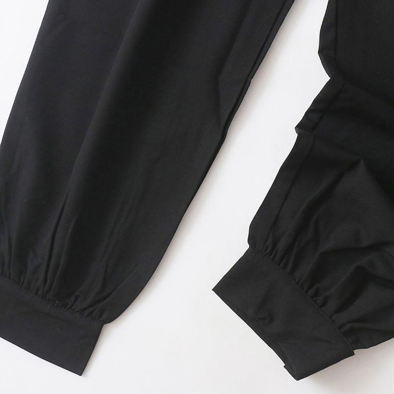 Casual Half Elastic High Waist Zipper Drawstring Cargo Pants