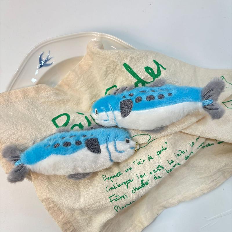 Cute Cartoon Simulated Mackerel Doll Pendant Plush Keychain Ornament Fish Stuffed Doll Key Ring Backpack Bag Decoration Kid Gift