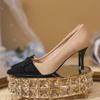 - Color matching high heels New autumn and winter suede Korean version fashionable and sexy pointed stiletto shoes