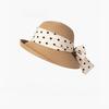 Light Luxury Vacation Elegant Polka Dot Bow Straw Hat Women's Sunscreen Sun Hat Straw Weaving