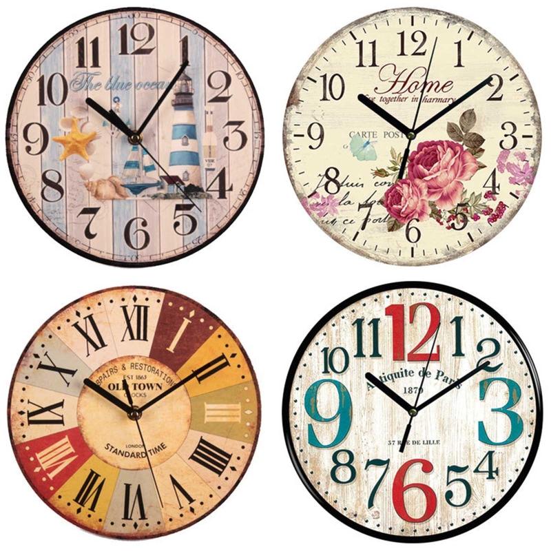 Wood Color Wall Clock Silent Non Ticking 9 Inch Battery Operated Round Easy To Read Clock for Home/Office/Kitchen