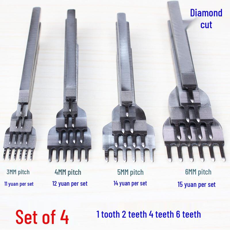 High-Grade Leather Carving & Hand Sewing Tools: White Steel Rhombus Awls & Flat Awls