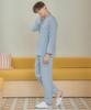 [May Flower] Soft Light Blue Long Sleeve Pure Cotton Men's Plus Size Pajamas Set [Shipped from Korea] 100% Authentic