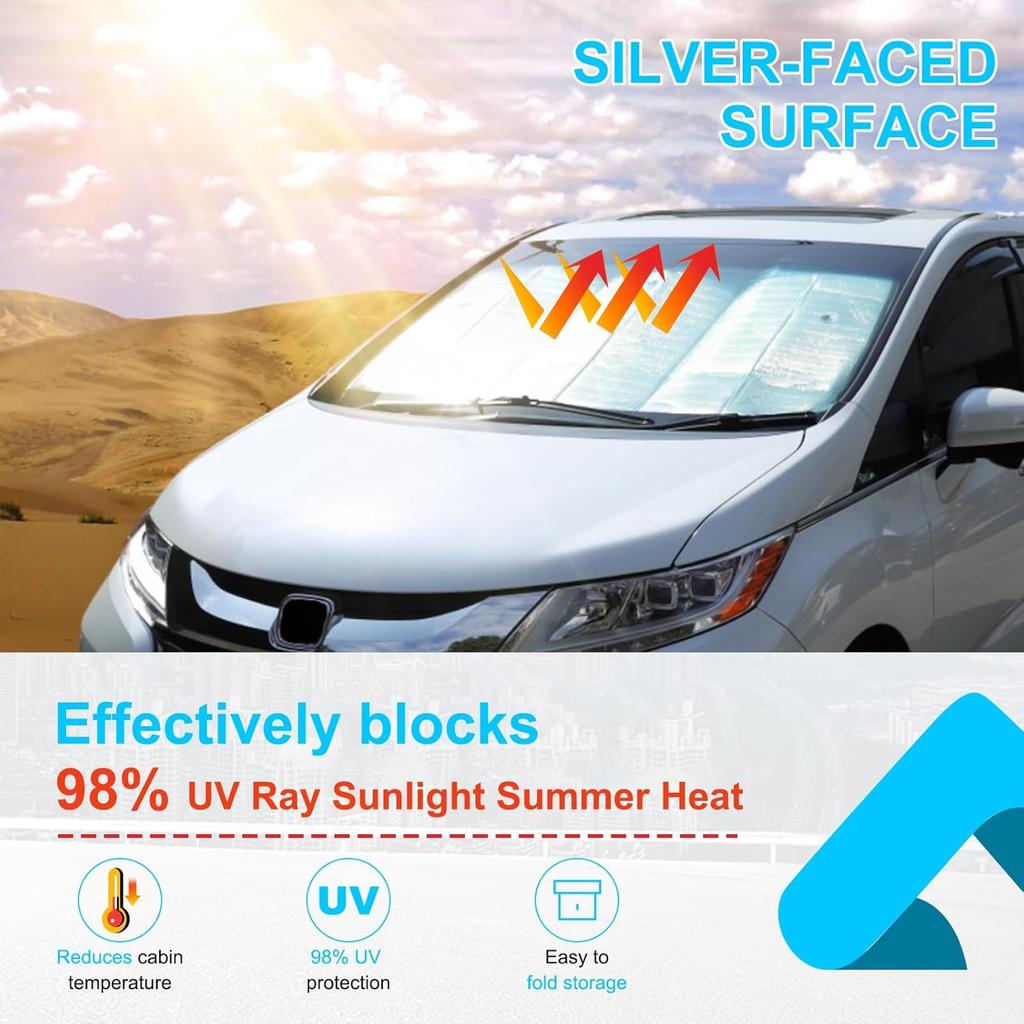 Windshield Sun Shade Compatible with Honda Odyssey 2018-2025 Foldable Front Windshield Sunshade Protector, Block UV Rays Keep Your Car Cooler