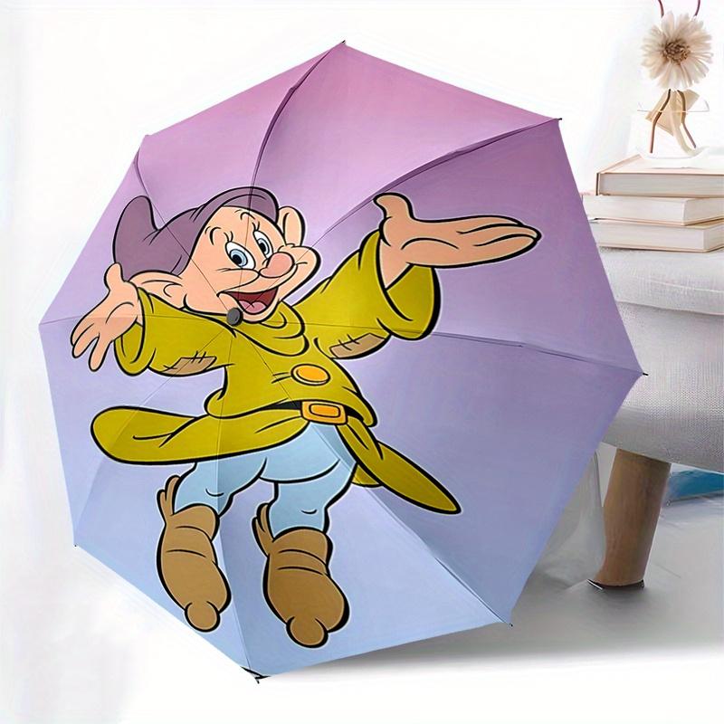 Dwarf, Snow White Automatic Opening and Closing Umbrella - 8 Ribs Portable Folding Umbrella with Plastic Handle, Suitable for Leisure and Ha