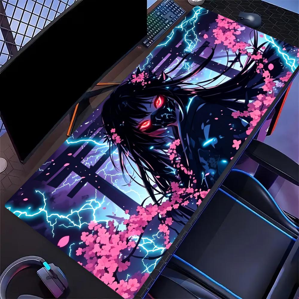 Samurai Anime Girl Large Mouse Pad Non Slip Rubber Desk Mat Stitched Edge For Computer Laptop Home Office Gaming Desktop Decor