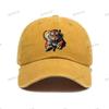 Fierce Tiger Face Graphic Baseball Cap Unisex Distressed Cotton Outdoor Casual Adjustable Hat