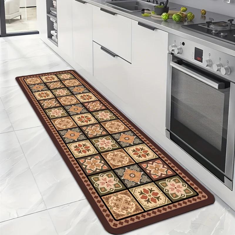 American-Style Flannel Kitchen Rug  & Water Absorbent Dirt-Resistant Quick-Dry Floor Mat for Laundry Room Hallway Home Decor