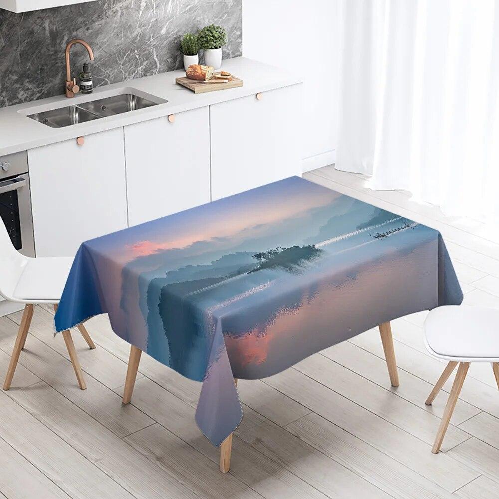 Beautiful Natural Scenery Printed Tablecloth Outdoor Picnic Camping  Stain Resistant Waterproof Table Home Decoration