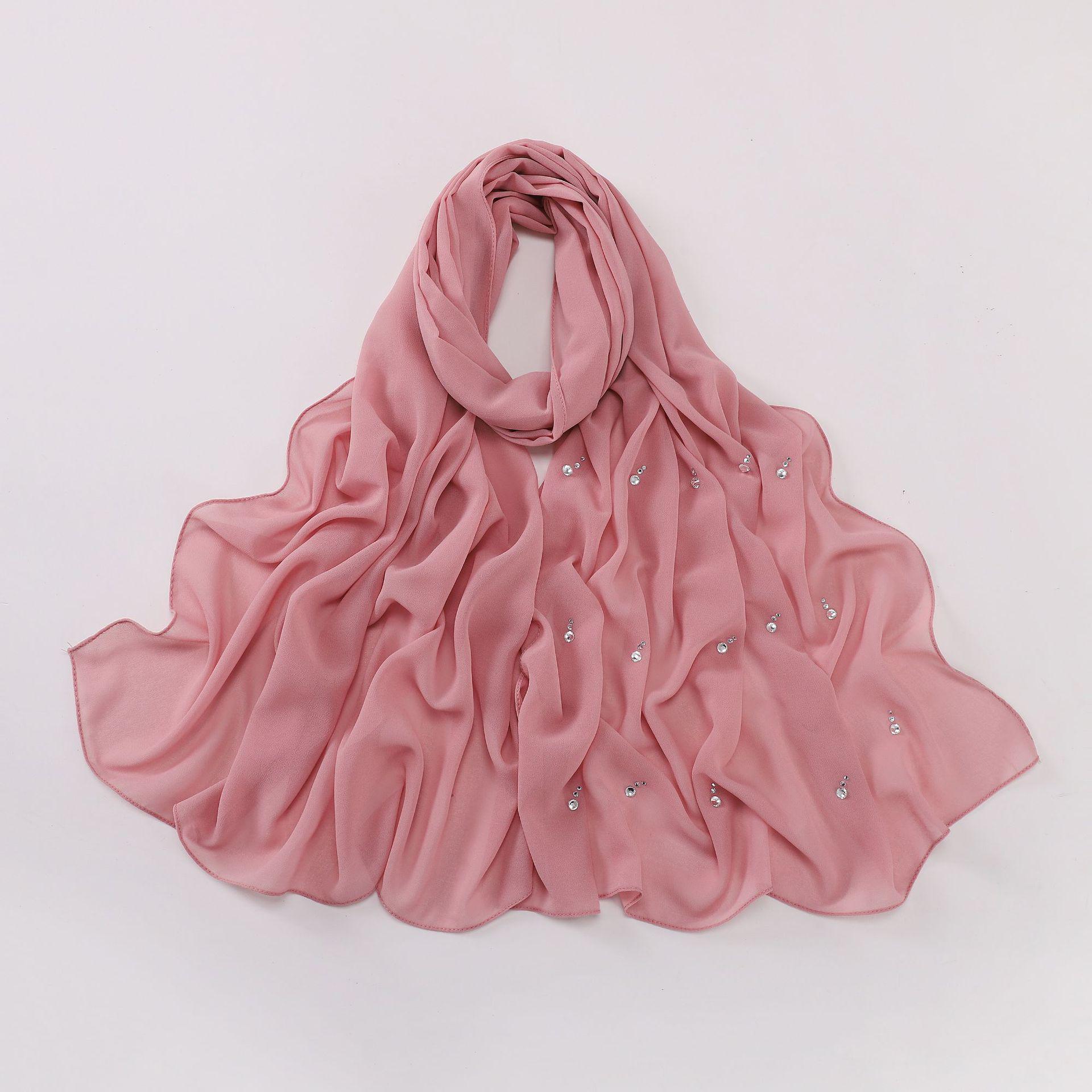 

Хиджаб из жемчужного шифона с каплями воды и бриллиантами - шарф в ближневосточном и малазийском стиле 175 cm