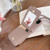 Applicable To Samsung ZFlip4 Folding Messenger Lychee Pattern Zflip3 Ring Mirror Card Bag Long Lanyard Protective Cover