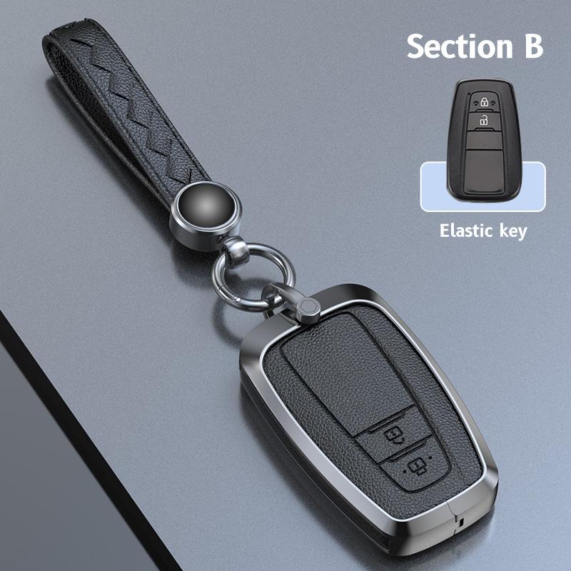 Zinc Alloy Cowhide Car Remote Key Case Fob for Toyota Prius Camry Corolla CHR C-HR RAV4 Land Cruiser Prado Keychain Accessories