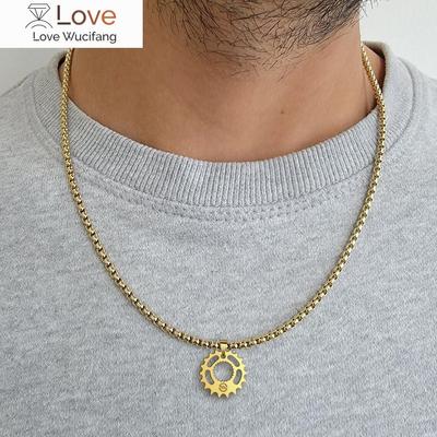 Nerūdijančio plieno pavaros Biker pakabukas Karinio plieno rutulio karoliai Motociklininko papuošalai Vyrams ir moterims