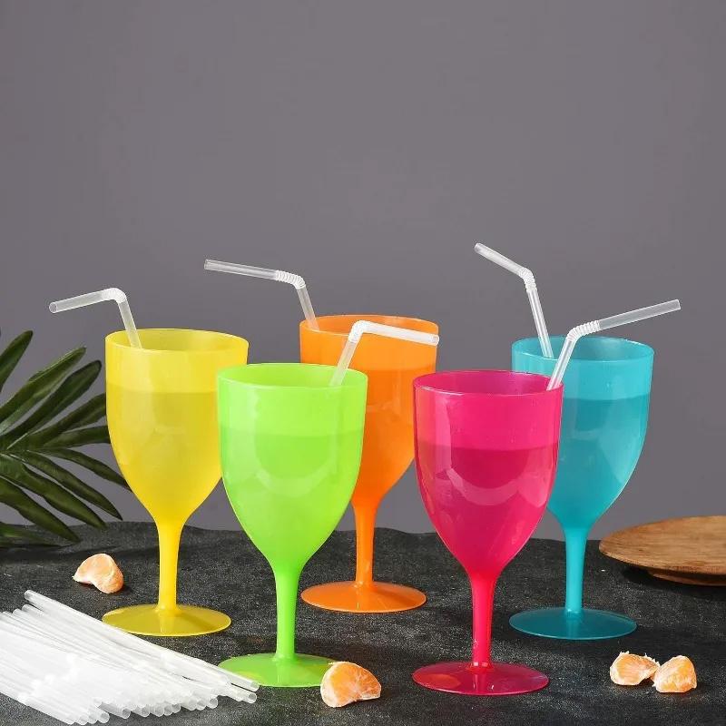 100Pcs/Bag Disposable Straws Water Cup Plastic Individually Packed Party Supplies Kitchenware