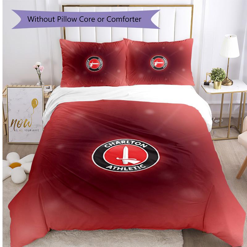 Charlton Athletic FC Ensemble de literie imprimé 3 pièces Housse de couette respirante avec taies d'oreiller Linge de lit décoratif pour chambre à coucher Maison