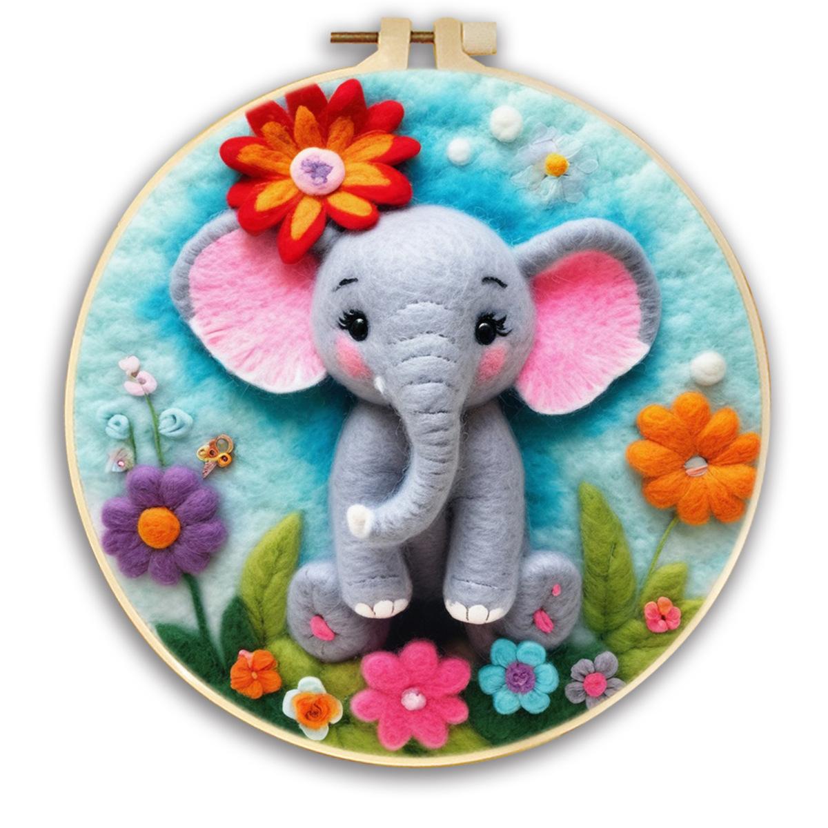 

1pc Animal Pattern Embroidery Kit, Felt Painting DIY Gift 20cm