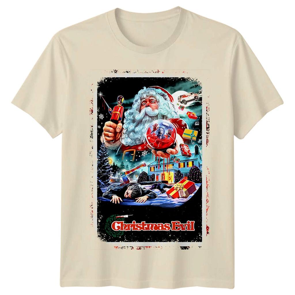 Christmas Evil (1980) Movie T-shirt All Season Retro Pure Cotton Casual Fashion Harajuku Men's and Women's Street Wear