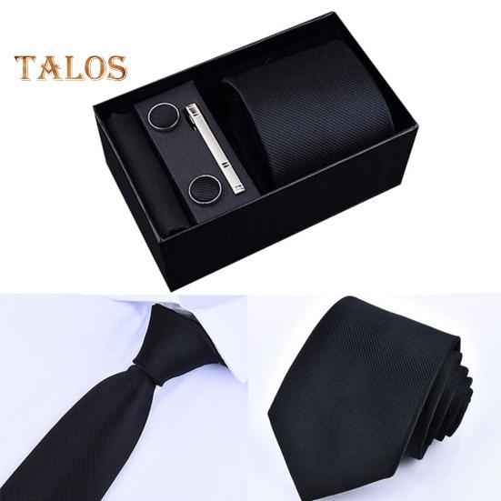 6Pcs/Set Tie Pocket Square Cufflinks Set Gift Box Masculine Charm Faux Silk Fabric Bright Colors Business Tie Men Accessories Gift Set