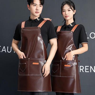 Women's Waterproof PU Leather Apron for Catering, Seafood, and Kitchen Use