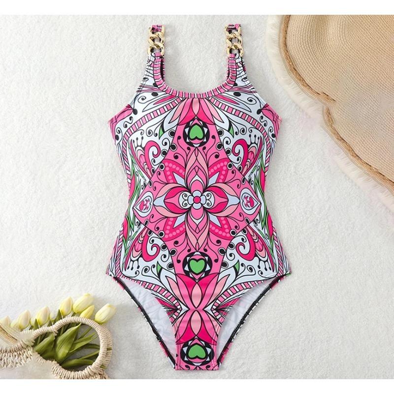Sexy One Piece Swimwear Women 2025 Retro Flower Print Push Up Monokini Backless Bodysuit Swimsuit Beach Bathing Suits