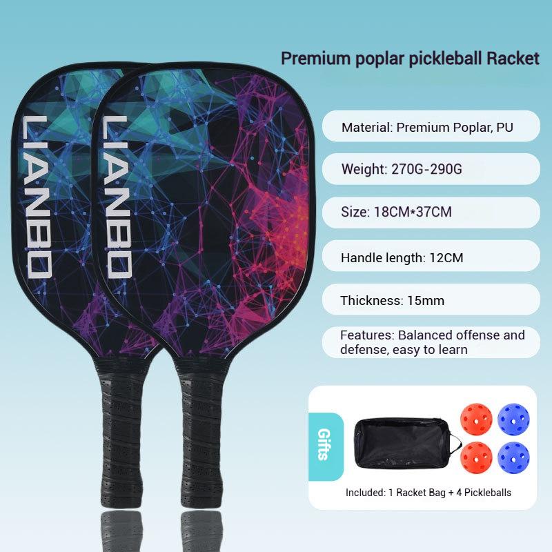 Pickleball Rackets Set Pickleball Paddle Set of 2 Rackets & 4 Pickleballs Balls Beach Tennis Pickleball Racquet Lightweight