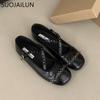 Fashion SUOJIALUN 2025 Spring New Brand Women Flat Shoes Fashion Round Toe Ladies Elegant Mary Jane Shoes Soft Flat Heel Single Shoes