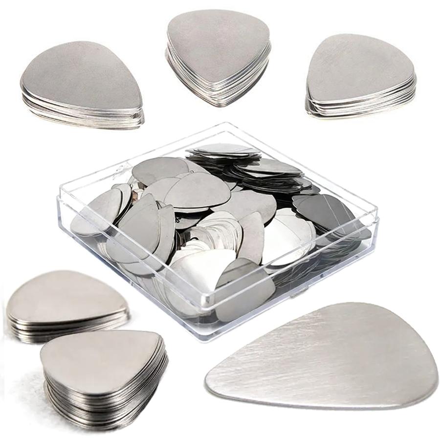 6/12pcs Stainless Steel Guitar Picks String Instrument Mental Paddles for Bass Ukulele Musical Universal Accessories XJM