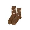 Thickened Warm Wool Socks, Cartoon Bear, Coffee-colored Mid-calf Socks, Double-layer Black Fungus Edge, Pile Mid-calf