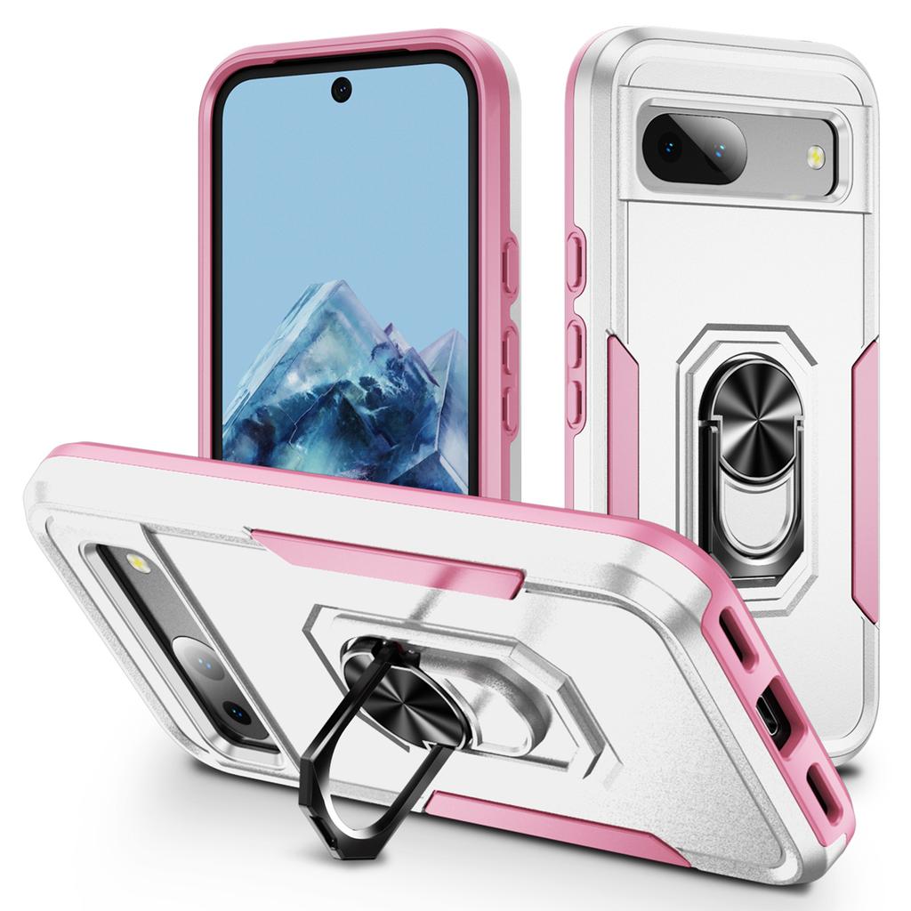 For Google Pixel 8a Case Military Grade Ring Kickstand PC + TPU Phone Cover