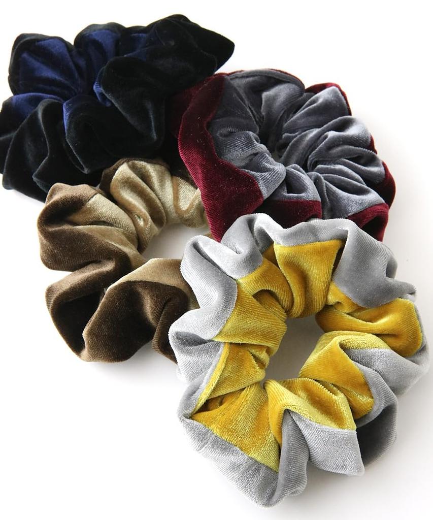 VINGTAINE Velour Adds Volume to Hair Hair Scrunchie, Two-Tone, Bicolor, Elegant, Updos, Tie, Accessory, Fall/Winter, HS-232-BLACK-NAVY