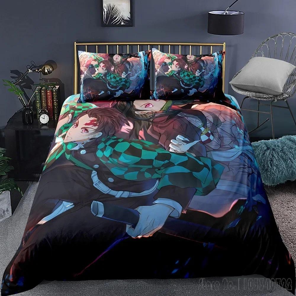 

Anime Demon Slayer Cartoon Printed Duvet Cover Set HD Comforter Cover for Kids Bedding Sets Bedclothes Bedroom Decor Baby 120x150cm