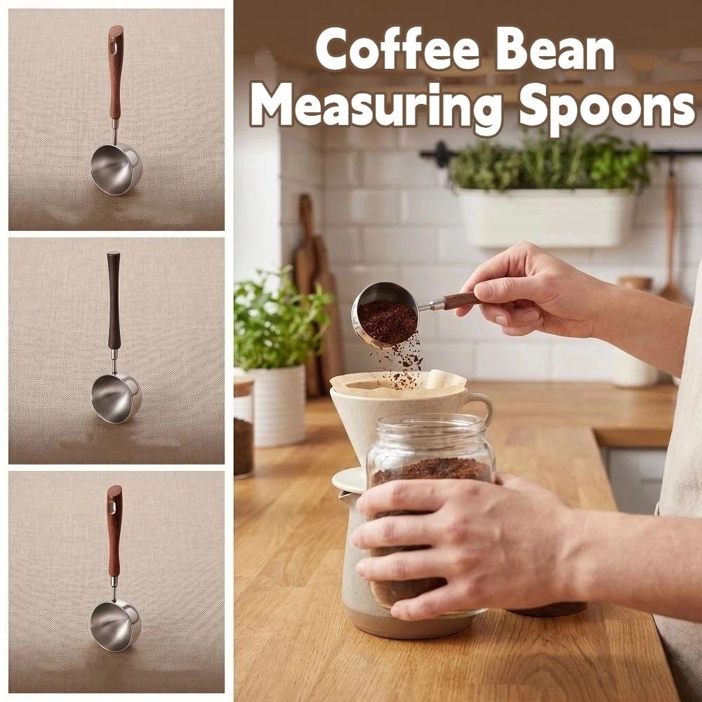 30ML Coffee Measuring Spoon Wood Handle Coffee Sugar Scoop  Baking Accessories