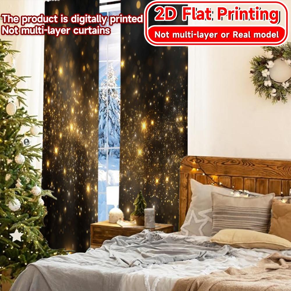 2D Flat Printing  2pcs  Celebration(2) Pattern Modern Curtains Fabric Curtains Festive Perfect for Translucent Curtains