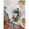 Summer T-shirt Ladies Abstract Art Portrait 3d Printing Fashion Casual Tops Contrast Color Design Women's Clothing