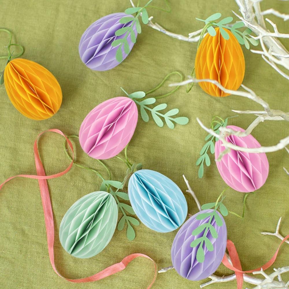 4pcs Paper Egg Honeycomb Hanging Lantern Handmade Colored Eggs Ornament  Kindergarten Classroom