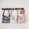 Stylish Large Capacity Bowknot Casual Handheld Tote Bag For Girls In Fresh Black White Pink Colors