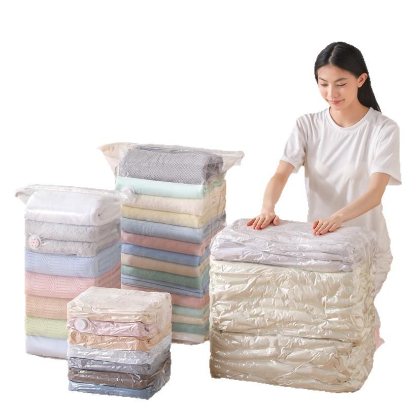 Vacuum Compression Bags for Clothing and Blankets, No Pump Space Saver, Heavy Duty Sealed Travel Packing Bags with Hand Roll