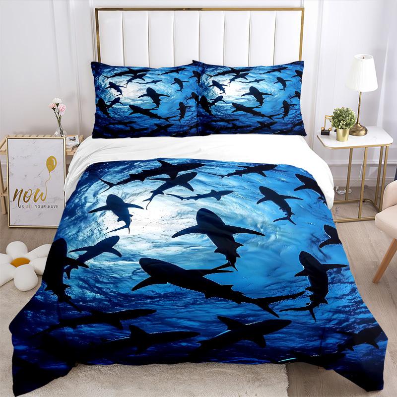 Set Biancheria da Letto 3 Pezzi Squalo Include 1 Piumone + 2 Federe, Senza Imbottiture per Cuscini, Morbido Confortevole,a0909142