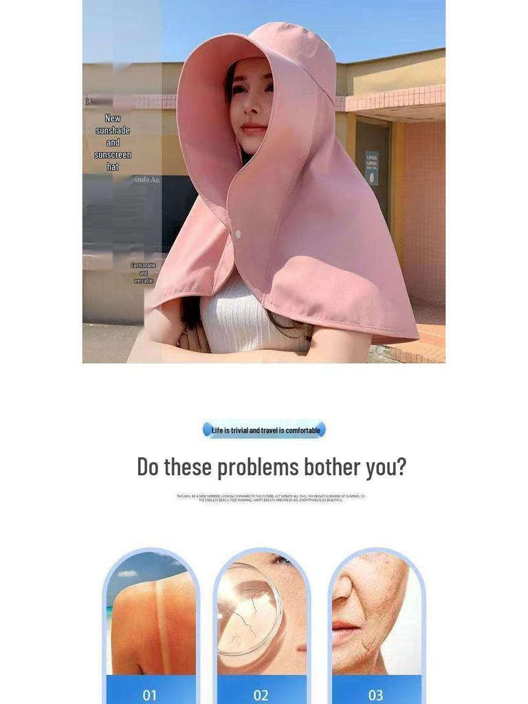 Women's Extra Large Sunshade Fisherman Hat with Full Face and Neck Protection - Cycling & Outdoor Summer Shawl Hat