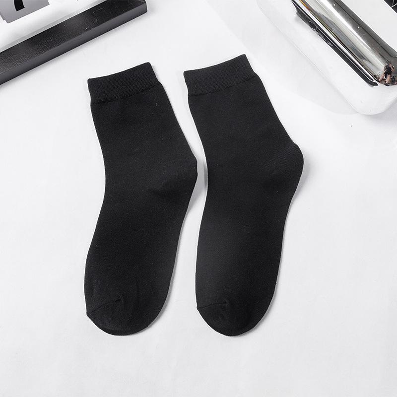 Pair With Loafers And Socks Fashionable And Versatile Black And White Socks Four Seasons Regular Solid Color Cotton Socks, Trendy Student Socks