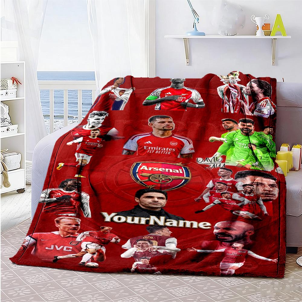Arsenal Personalized Text Blanket Multi-purpose Personalized Blanket Soft Warm Cozy Perfect for Living Room Livingroom Bed Sofa for All Occasions