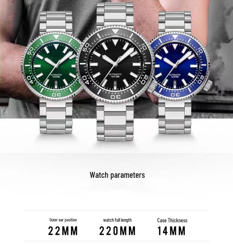 Men's Stainless Steel Automatic Waterproof Sport Watch with Luminous Dial - Fashion Business Brand.