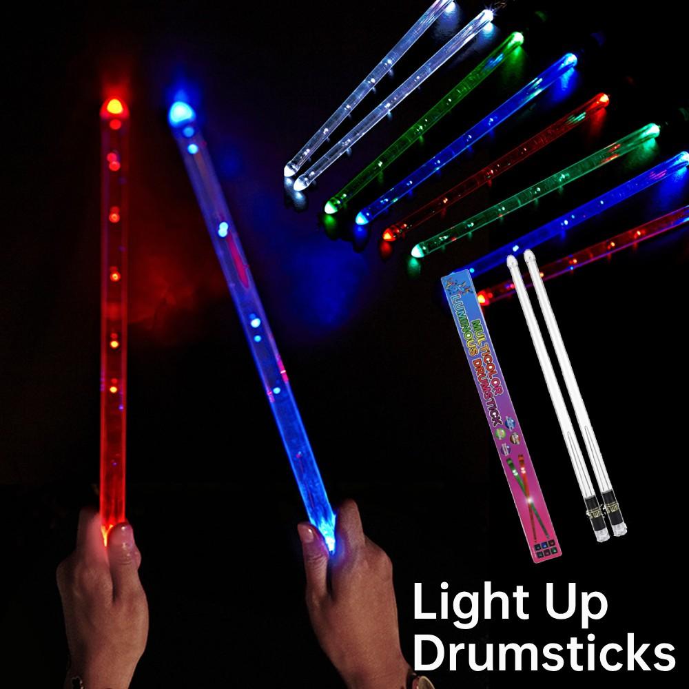 LED Light Up Drumsticks Jazz Drum Sticks 15 Gradient Colorful Lights USB Charging with ON/OFF Switch Percussion Drum Accessories