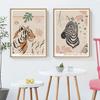 Tiger Leopard Deer Zebra Poster Vintage Style Art Print Animal Canvas Painting Modern Wall Picture For Bedroom Room Decor