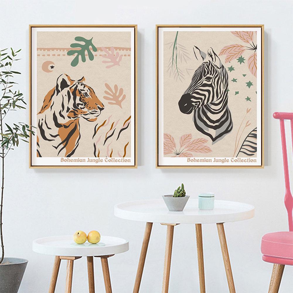 Tiger Leopard Deer Zebra Poster Vintage Style Art Print Animal Canvas Painting Modern Wall Picture For Bedroom Room Decor