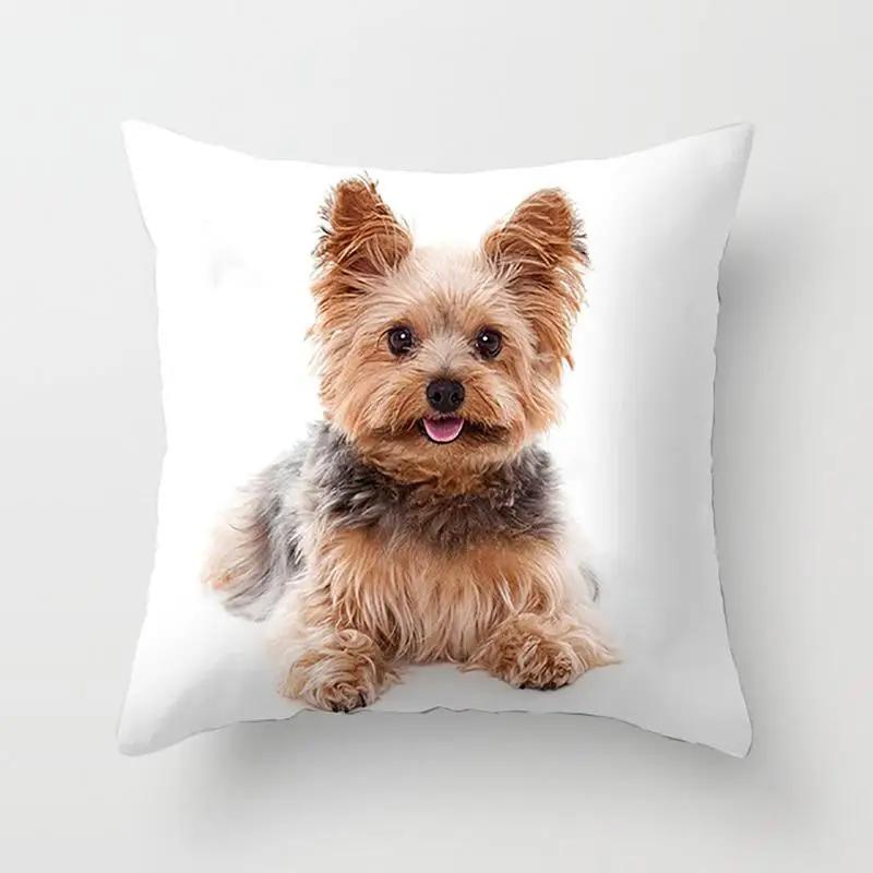 1PC Cute Dog Yorkie BICHON  Yorkshire Decor Print Pillow Case Bedroom Sofa Waist Cushions Cover Car Decoration Cushion