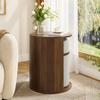 Set Tavolino con Sgabello Tavolino Rotondo Comodino Tavolino da Divano Tavolino Occasionale con Contenitore Legno MDF Aspetto Mobili Moderni per Soggiorno