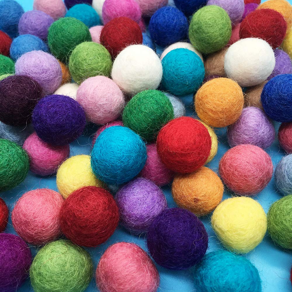 100 Wool Balls Felt Colorful Garland Wool Fiber Diameter 2cm Balls Ultra Lightweight Cute 20 Colors Party Decoration