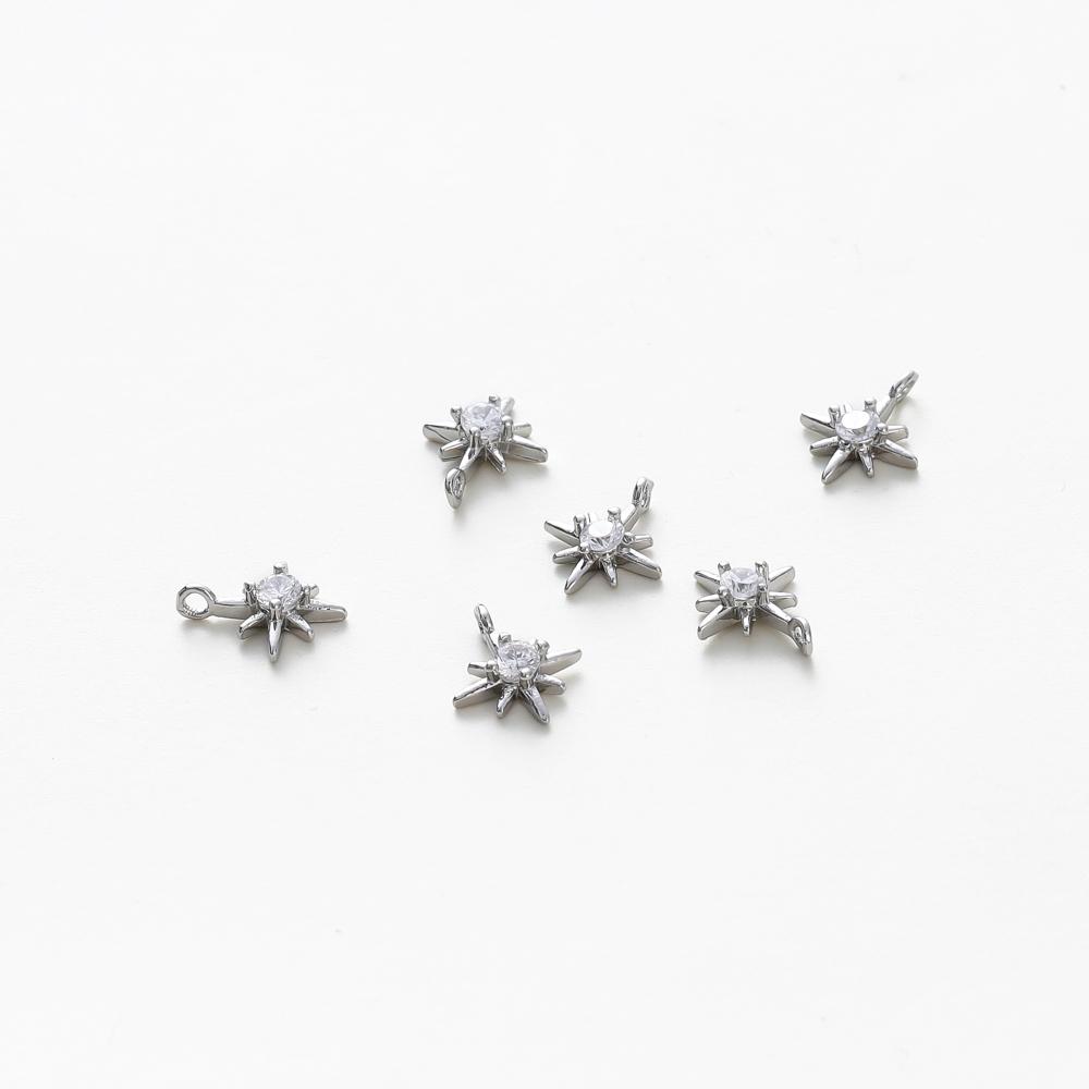 10Pcs/lot 14K Gold Color Plated Brass Star Pendants with Zircon Charms Pendant for DIY Necklace Jewelry Making Accessories