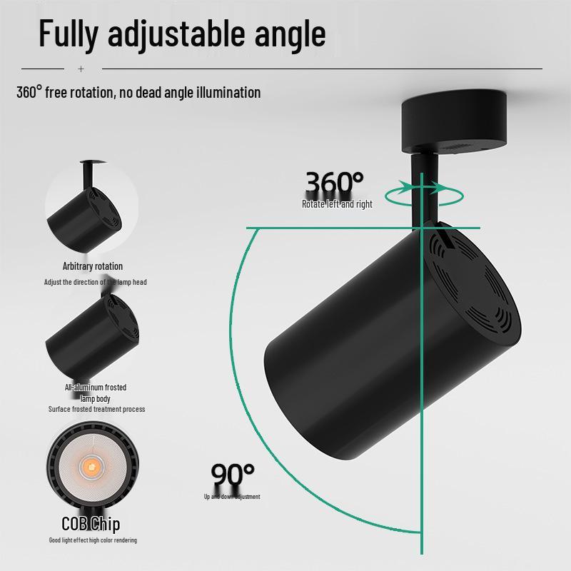 Adjustable LED Surface-Mounted Ceiling Spotlight for Commercial Use